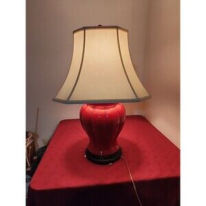 Vintage 2008 Chelsea House Sang De Boeuf Ginger Jar Lamp Asian Oxblood Lamp Only